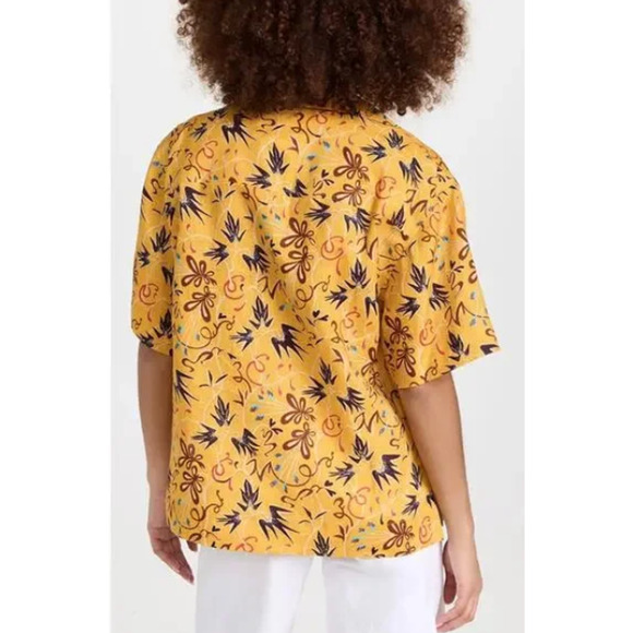 A.L.C Sullivan XS Yellow Printed Linen Short Sleeve Button Up Shirt MSRP $295 - Picture 2 of 2